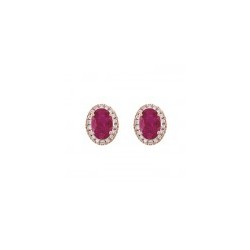 Aretes de Rubi natural en oro rosa 14K