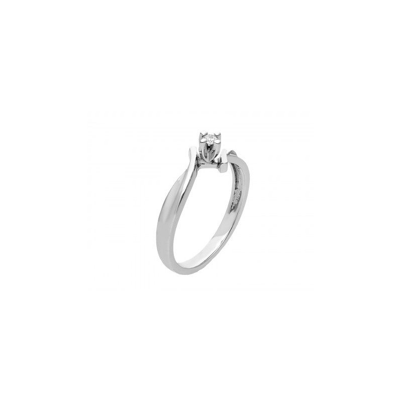 Anillo solitario en Oro blanco de 0.05 ct de 14K