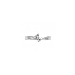 Anillo solitario en Oro blanco de 0.05 ct de 14K