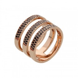 Espectacular Anillo triple con diamantes negros 0.56 ct