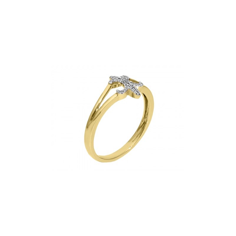 Anillo Fancy de diamantes en Oro amarillo de diseño original de 14k