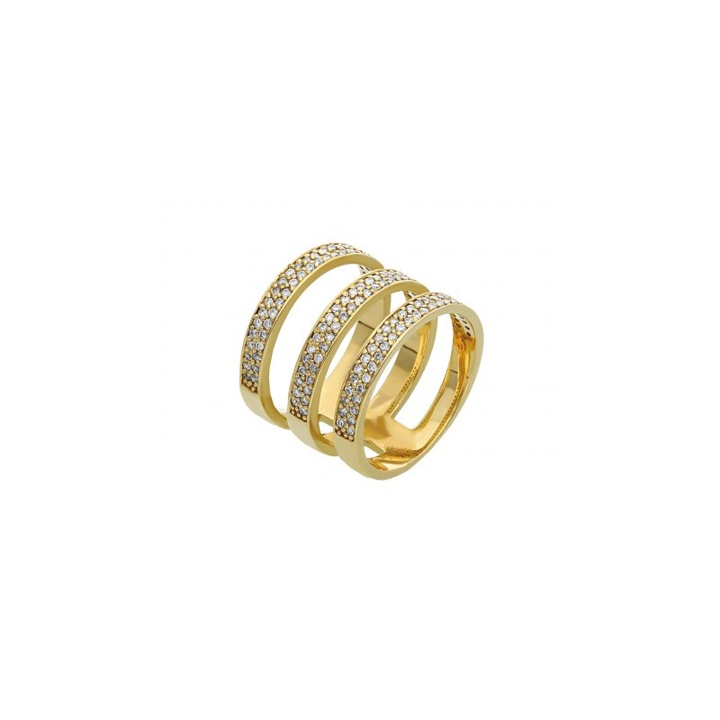 Anillo de diseño triple con diamantes en Oro amarillo 0.56 ct
