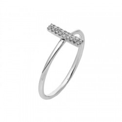 Anillo estilo minimalista en oro blanco de 14K 0.06 ct