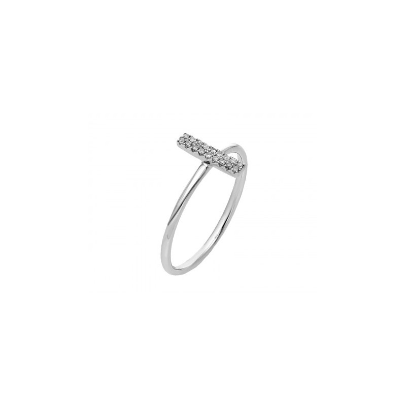 Anillo estilo minimalista en oro blanco de 14K 0.06 ct