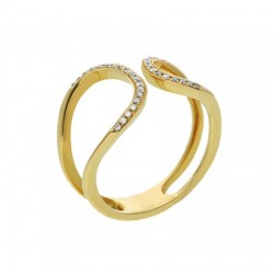 Anillo de diamantes semi abierto en oro amarillo de 0.13 ct