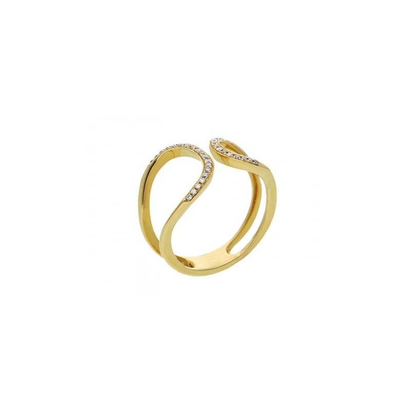 Anillo de diamantes semi abierto en oro amarillo de 0.13 ct