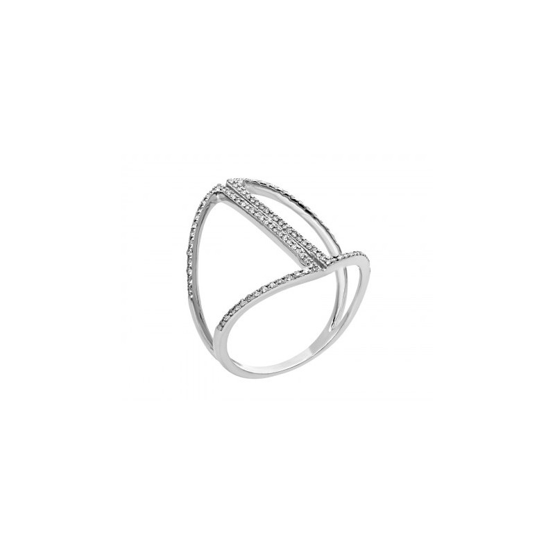 Anillo en oro blanco de diseño contemporáneo de 14K 0.20 ct