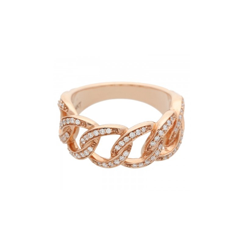 Anillo Fancy en Oro Rosa de diseño de eslabones en 14K 0.31 ct