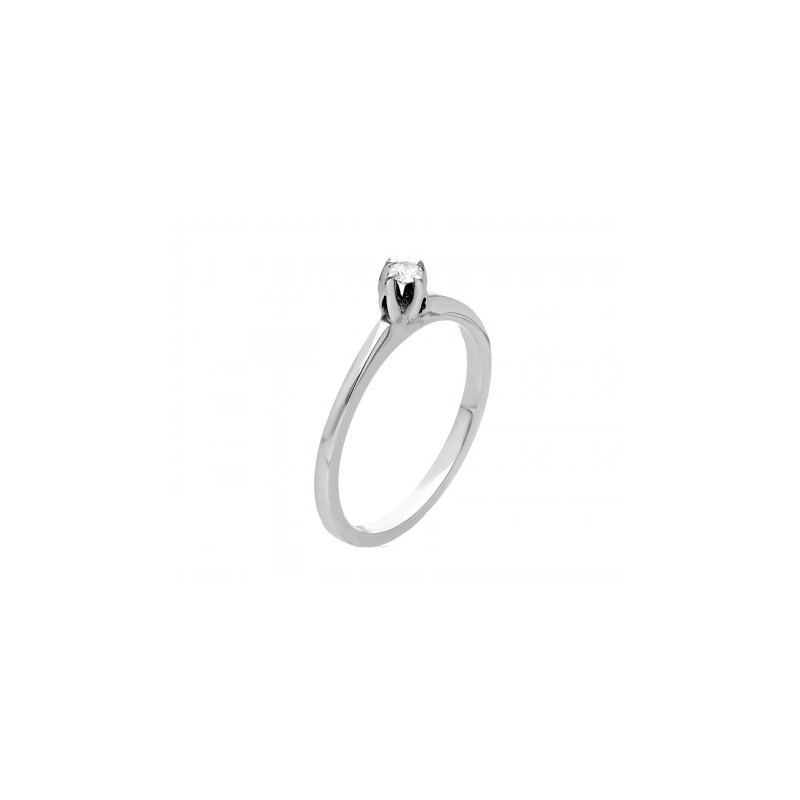 Anillo solitario en oro blanco con 0.05 ct