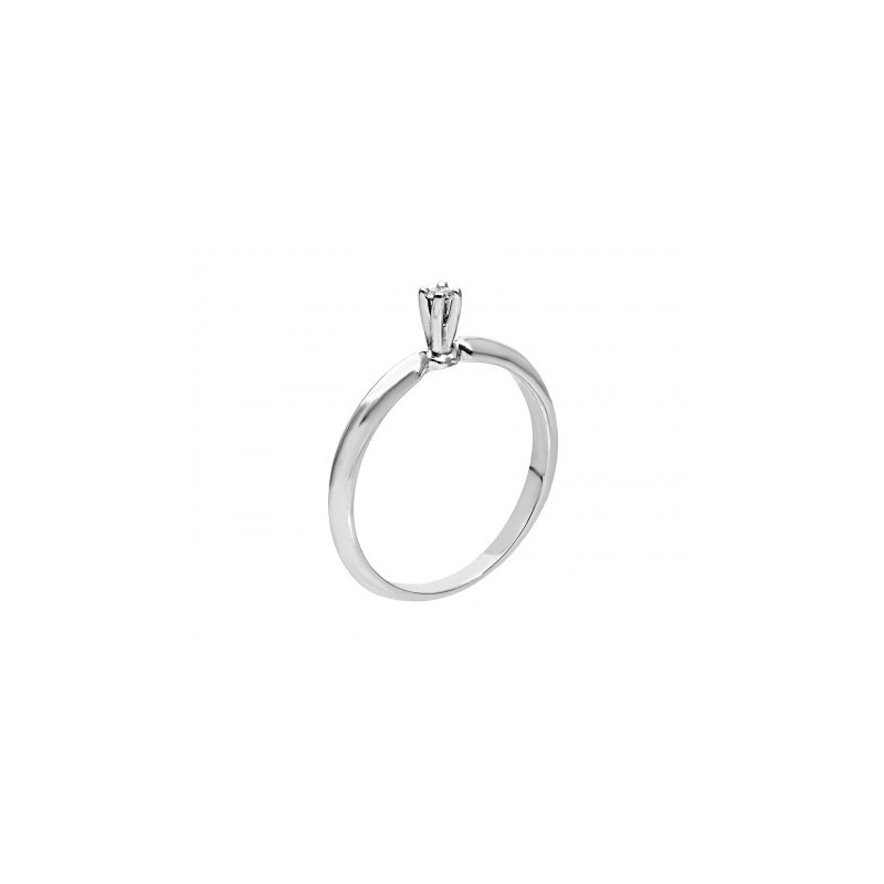 Anillo solitario en oro blanco con un diamante de 0.04 ct