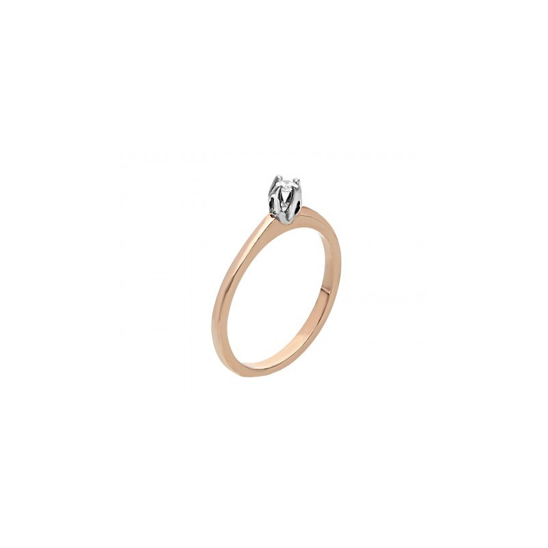 Anillo solitario con hermoso diamante de 0.05 ct en oro rosa 14K