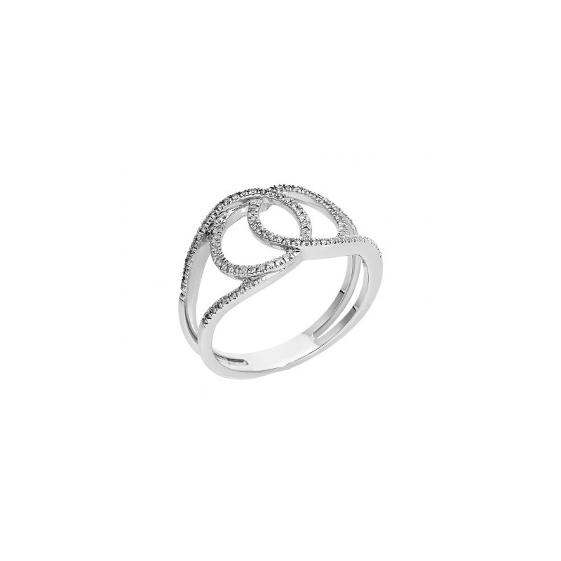 Anillo con diamantes de diseño circulos entrelazados  0.16 ct