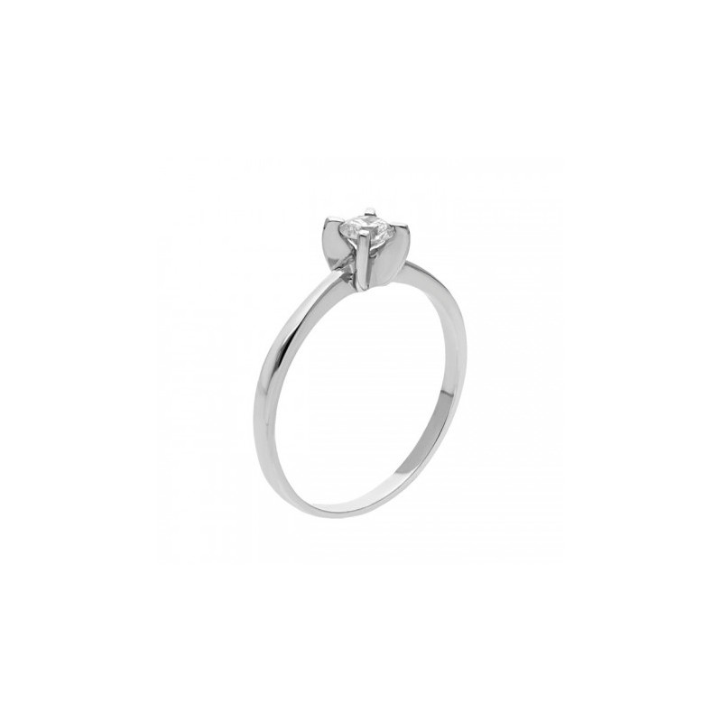 Anillo solitario en oro blanco de 14k